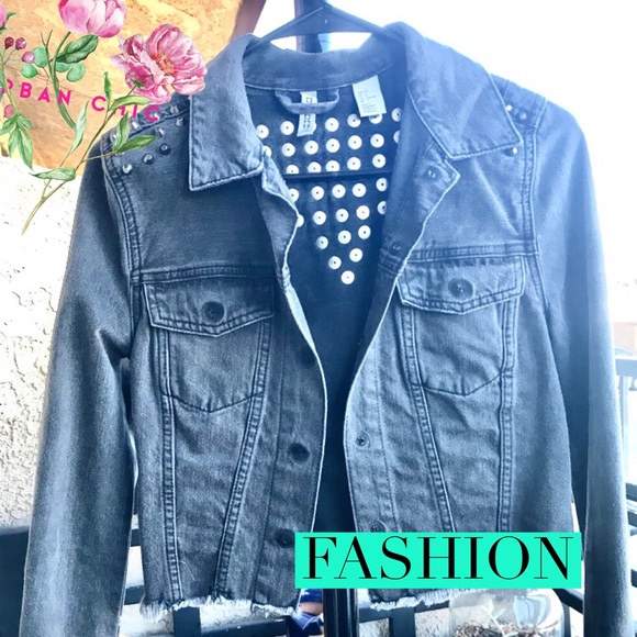 H&M Jackets & Blazers - H&M studded gray denim jacket